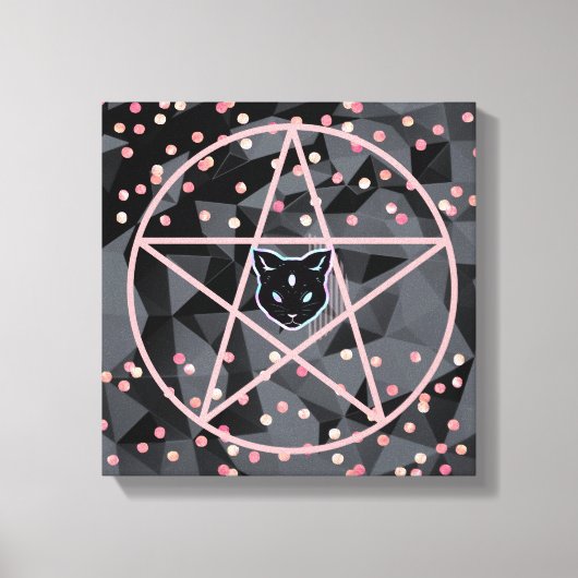 WiizyWitch Magic Witch Cosmic Cat Pentacle Magick Canvas Afdruk (Voorkant)
