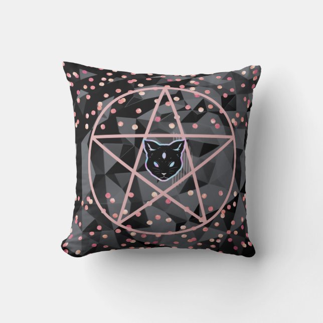 WiizyWitch Magic Witch Cosmic Cat Pentacle Magick Kussen (Voorkant)