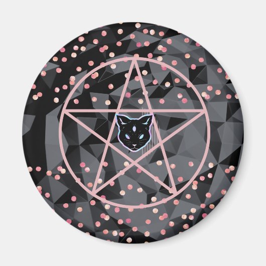 WiizyWitch Magic Witch Cosmic Cat Pentacle Magick Magneet (Voorkant)