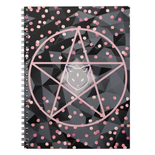 WiizyWitch Magic Witch Cosmic Cat Pentacle Magick Notitieboek (Voorkant)