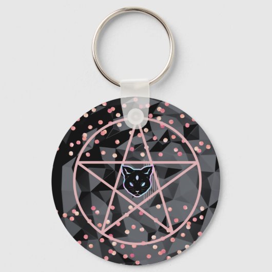 WiizyWitch Magic Witch Cosmic Cat Pentacle Magick Sleutelhanger (Voorkant)
