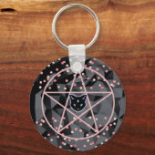 WiizyWitch Magic Witch Cosmic Cat Pentacle Magick Sleutelhanger (Voorkant)