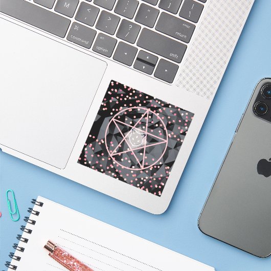 WiizyWitch Magic Witch Cosmic Cat Pentacle Magick Sticker (Laptop met iPhone)