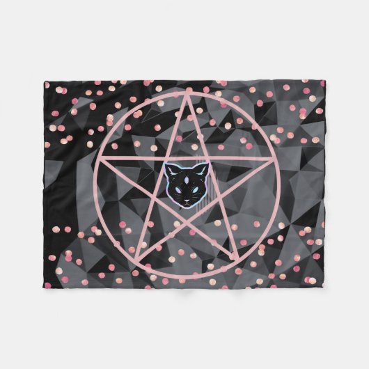 WiizyWitch Magische Heks Kosmische Kat Pentakel Ma Fleece Deken (Voorkant (Horizontaal))