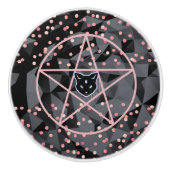 WiizyWitch Magische Heksen Kosmische Kat Pentakel  Keramische Knop (Voorkant)