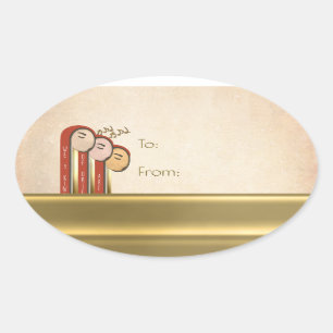 Wij 3 Kings - Art Deco-Kerstmis tot Ovale Sticker