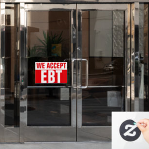 WIJ ACCEPTEREN EBT Rood Zakelijk Bord Raamsticker