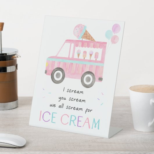 Wij allen schreeuwen om Ice Cream Party Reclamebord Met Voetstuk (Insitu)