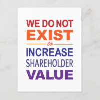 Wij bestaan niet voor aandeelhouders