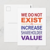 Wij bestaan niet voor aandeelhouders briefkaart (Voorkant / Achterkant)