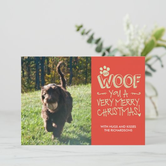 Wij blaffen u Vrolijke Kerstmis Feestdagenkaart (Staand voorkant)