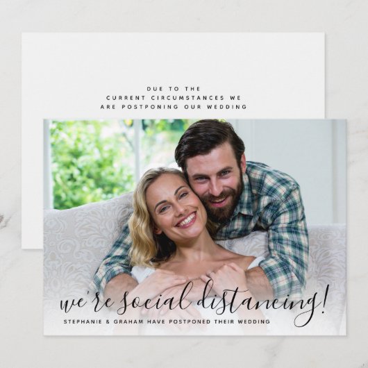 Wij bruiloft uitgesteld door sociale afstandsfoto kaart (Voorkant / Achterkant)