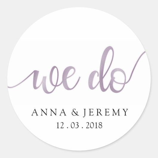 Wij danken u Paarse bruiloft Sticker (Voorkant)