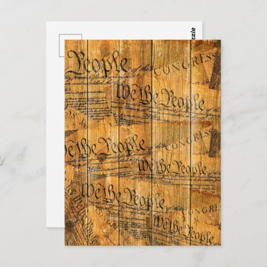 Wij de Amerikaanse grondwet Rustisch Hout Briefkaart (Voorkant / Achterkant)