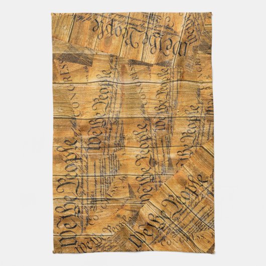 Wij de Amerikaanse grondwet Rustisch Hout Theedoek (Verticaal)