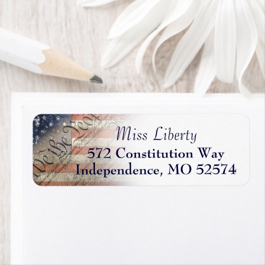 Wij, de  Amerikaanse vlag, geven de vlag terug Etiket (Insitu)