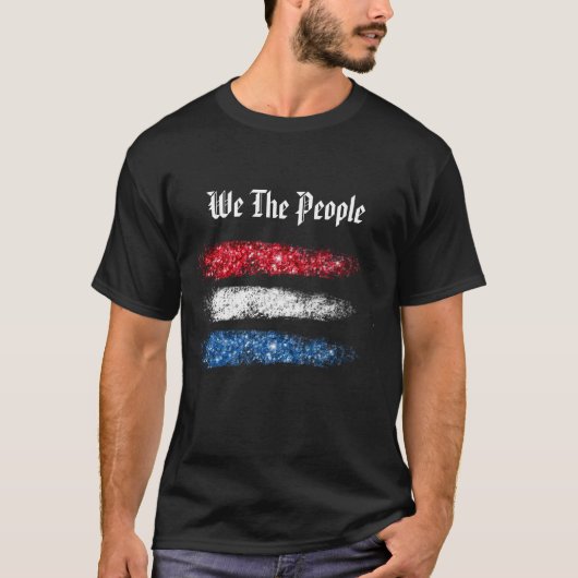 *~* Wij, de mensen Abstracte Amerikaanse vlag T-shirt (Voorkant)