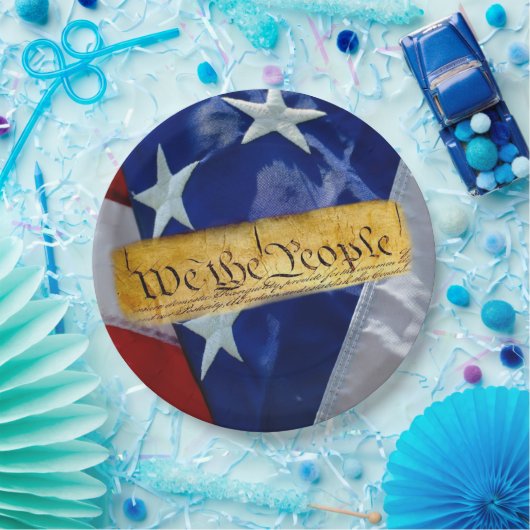 Wij, de mensen-Amerikaanse grondwet en vlag Papieren Bordje (Feest)