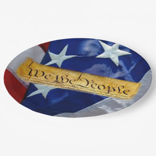 Wij, de mensen-Amerikaanse grondwet en vlag Papieren Bordje (Gekanteld)