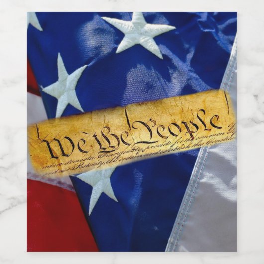 Wij, de mensen-Amerikaanse grondwet en vlag Wijn Etiket (Enkel label)