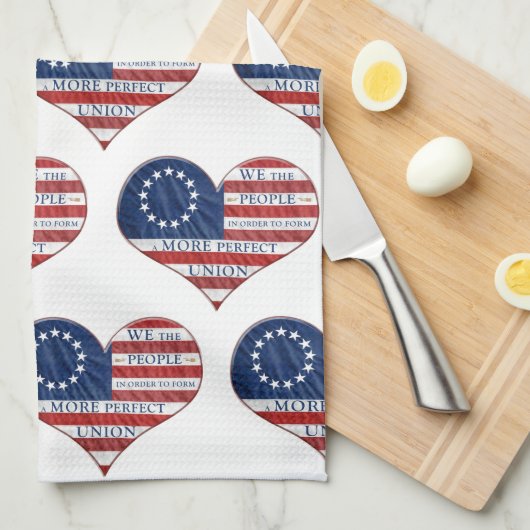 Wij, de mensen Amerikaanse vlag Heart Kitchen Towe Theedoek (Quarter Fold)