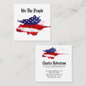 *~* Wij de mensen-Amerikaanse vlag Waterverf Vierkante Visitekaartje (Voorkant / Achterkant)