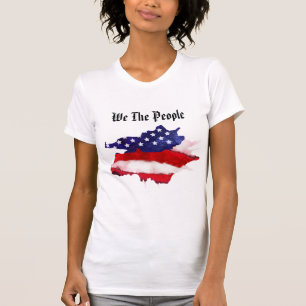 ** Wij de mensen Amerikaanse vlag Waterverf vrouwe T-shirt