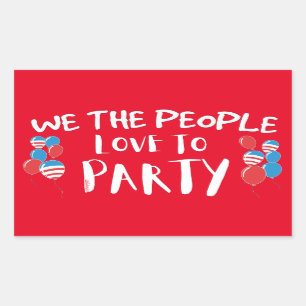 WIJ DE MENSEN HOUDEN VAN PARTIJ OP 4 juli grappig Rechthoekige Sticker