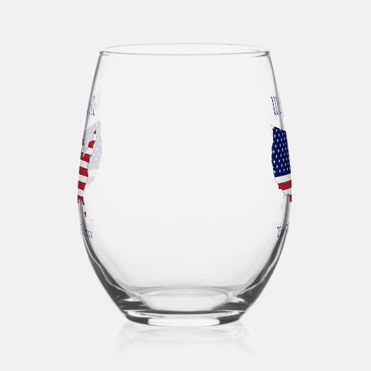 Wij de Mensen USA Stars Stripes Kaart Familienaam  Wijnglas Zonder Voet (Links)