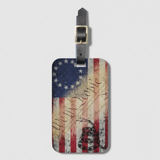 Wij de People Betsy Ross Amerikaanse vlag en slang Bagagelabel (Voorkant (verticaal))