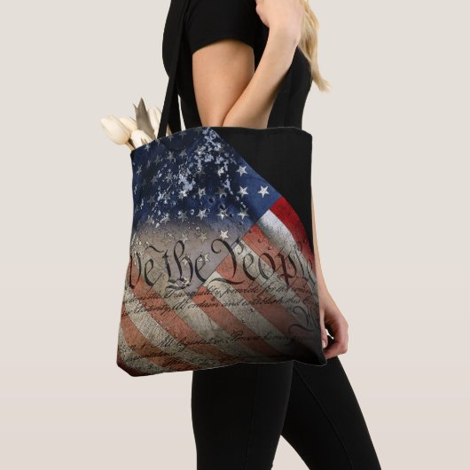 WIJ DE VOLKSModern en Betsy Ross-Amerikaanse vlag Tote Bag (Dichtbij)
