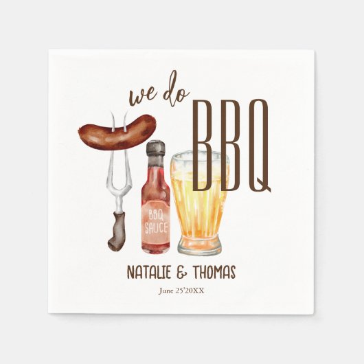 Wij doen BBQ barbecue koppels douche op maat Servet (Voorkant)