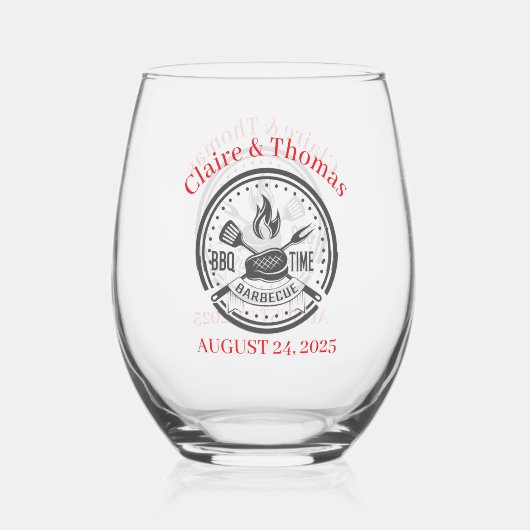 Wij doen BBQ feestje Wijnglas Zonder Voet (Achterkant)