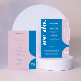 Wij doen Blauwe Retro Stijl Huwelijksorde van de D Programmakaart