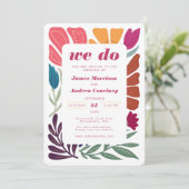 Wij doen Boho chique retro kleurrijke bloemenbruil Kaart (Staand voorkant)