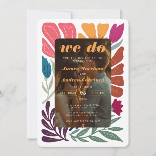 Wij doen Boho chique retro kleurrijke foto bloemig Kaart (Voorkant)