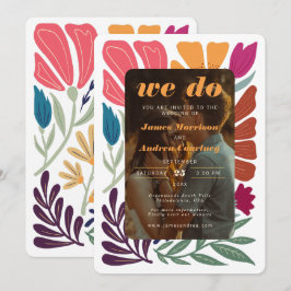 Wij doen Boho chique retro kleurrijke foto bloemig Kaart