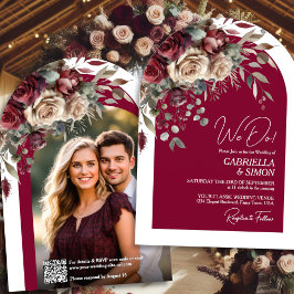 Wij doen Bourgondische Rozen QR Code & Photo Arch  Kaart