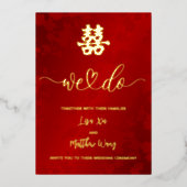 "Wij doen" bruiloft gouden folie uitnodiging (Voorkant)