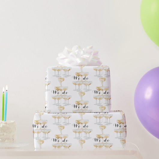 Wij doen champagne Toren Zwart en Goud Bruiloft  Cadeaupapier (Feestgeschenken)