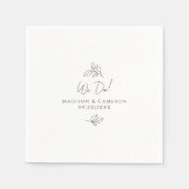 Wij doen Elegant Huwelijk Botanische Zwart & Wit Servet (Voorkant)