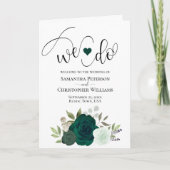 Wij doen Elegante Smaragdgroene Boho Rozen Trouwfe Programma (Voorkant)