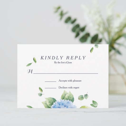 Wij doen Eucalyptus Hydrangea Garden RSVP kaart (Staand voorkant)