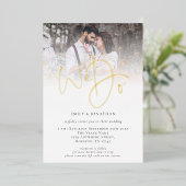 Wij Doen Foto-overlay QR-code-script Trouw Echt  Folie Uitnodiging (Staand Voorkant)