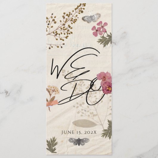Wij doen geperste bloemen Shabby Garden Chic Programmakaart (Voorkant)