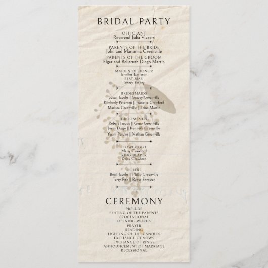 Wij doen geperste bloemen Shabby Garden Chic Programmakaart (Achterkant)