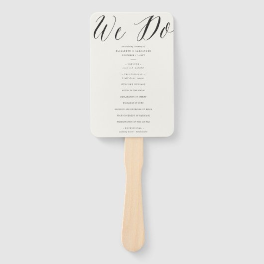 Wij doen het Eenvoudige Geometrische Chic Weddenpr Handwaaier (Voorkant)