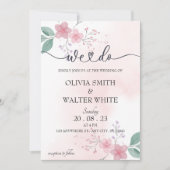 Wij doen, minimalistische roze bloemenbruiloft uit kaart (Voorkant)