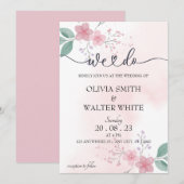 Wij doen, minimalistische roze bloemenbruiloft uit kaart (Voorkant / Achterkant)