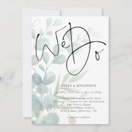 Wij doen modern script Eucalyptus bruiloft Kaart